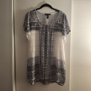 Style & Co. Women's Black and White Sheer Boho Tunic